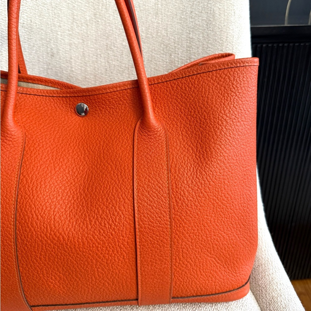 Authentic Hermès Garden Party PM tote bag orange leather - Picture 10 of 16
